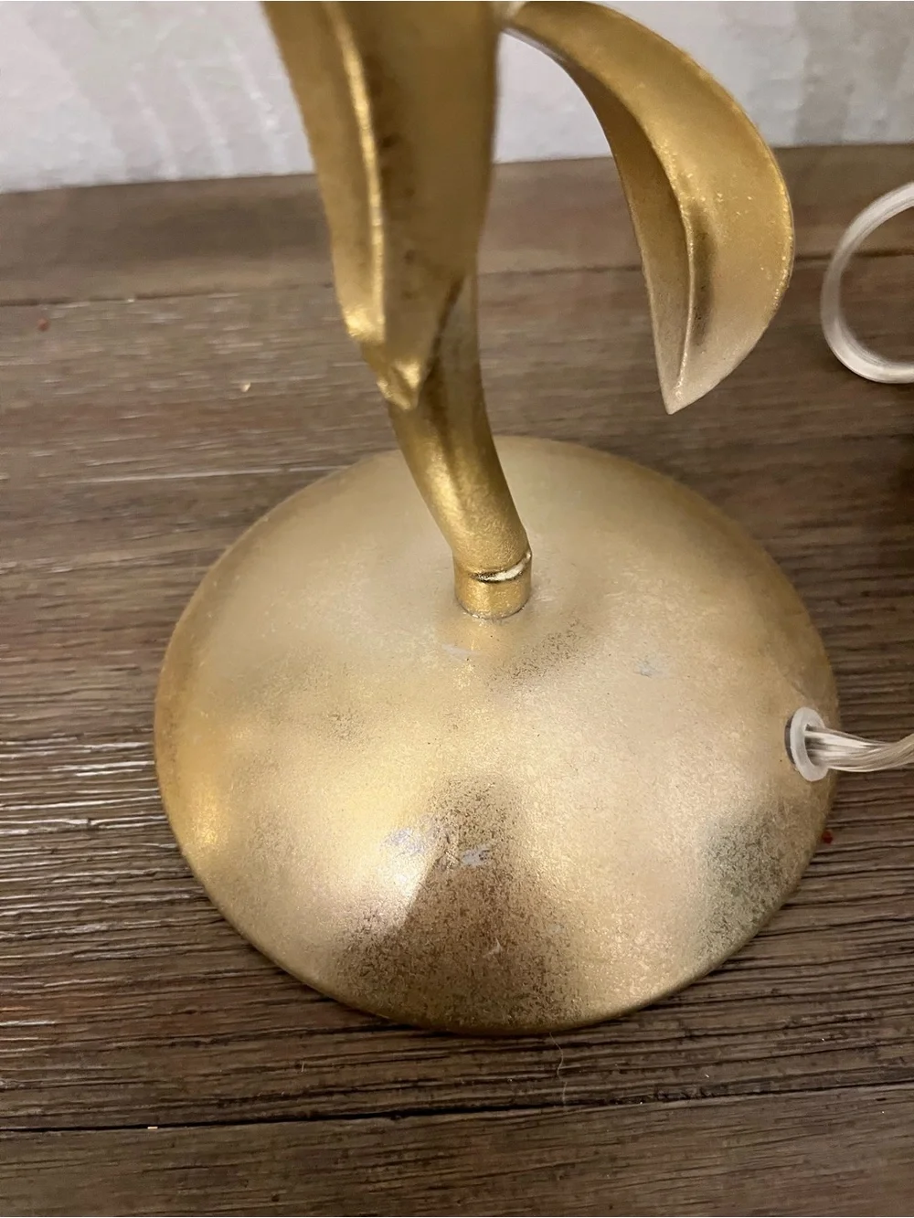 Gold Floral Glass Tulip Table Lamps - Pair